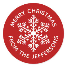 赤いスノーフレーク・クリスマスステッカー