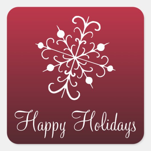 赤いスノーフレーク・シール スクエアシール (正面)