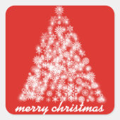 赤いスパークリスクリスマススノーフレークの木 スクエアシール (正面)