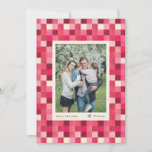 赤いスパークルチェック柄フレームのクリスマスホリデーカード シーズンカード (正面)