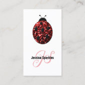 赤いスパークルラディバグQRコードモノグラムホワイトカスタム 名刺 (裏面)