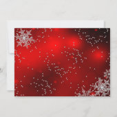 赤いスパークル スノーフレーク クリスマス ディナー パーティー 招待状 (裏面)