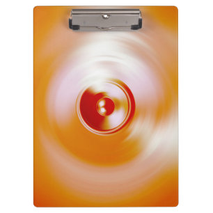 赤いスピニング音楽スピーカー クリップボード