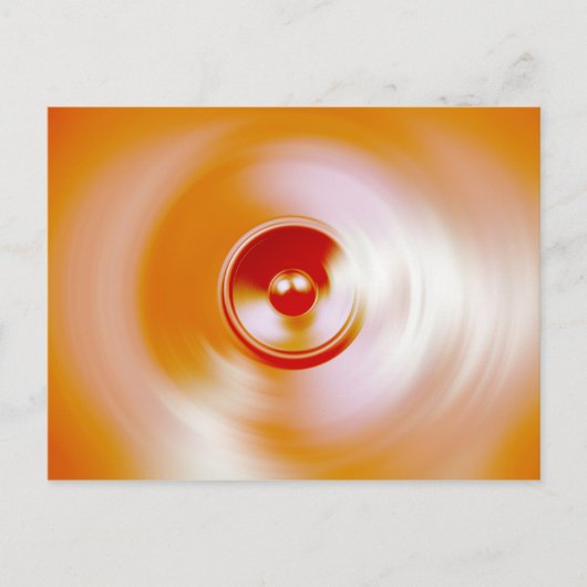 赤いスピニング音楽スピーカー ポストカード (正面)