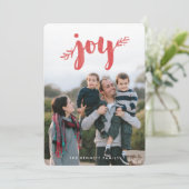 赤いスプリグスオブジョイクリスマスホリデーフォトカード シーズンカード (スタンド正面)