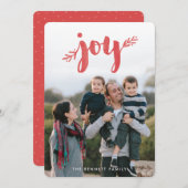 赤いスプリグスオブジョイクリスマスホリデーフォトカード シーズンカード (正面/裏面)