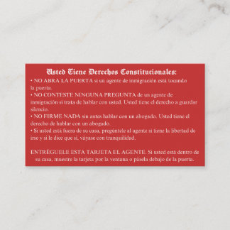 赤いスペインのカード – 入管権証 名刺