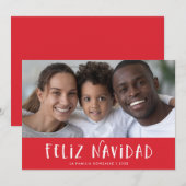赤いスペイン語のフェリス・ナビダードの写真付き シーズンカード (正面/裏面)
