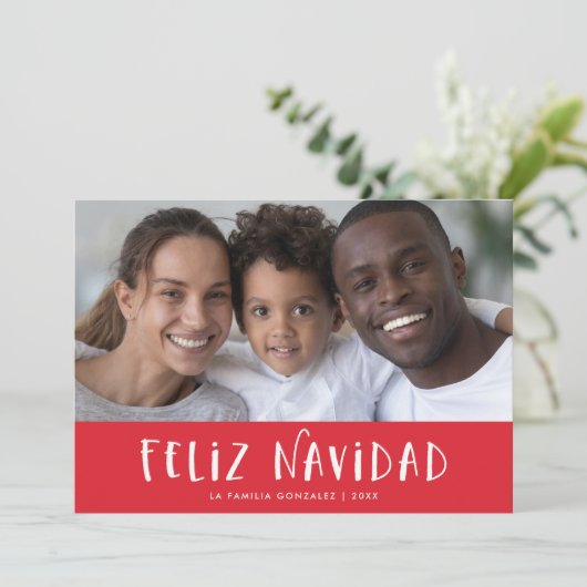 赤いスペイン風フェリス・ナビダードの写真付き シーズンカード (スタンド正面)