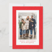 赤いスペックルフレームシンプルクリスマスフォト シーズンカード (正面)
