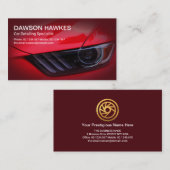 赤いスポーツカーのヘッドライトが自動詳細表示 名刺 (正面/裏面)