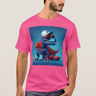 赤いスポーツカーの小さな恐竜 Tシャツ