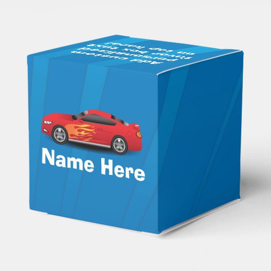 赤いスポーツカーの炎と明るい青キッズボーイズ フェイバーボックス (裏面サイド)