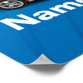 赤いスポーツカーの炎と明るい青キッズボーイズ ポスター (角)