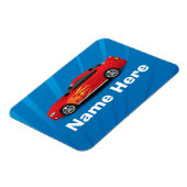 赤いスポーツカーの炎と明るい青キッズボーイズ マグネット (左側)
