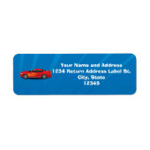 赤いスポーツカーの炎と明るい青キッズボーイズ ラベル (正面)