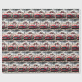 赤いスポーツカーを運転するおばさん ラッピングペーパー (フラット)