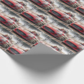 赤いスポーツカーを運転するおばさん ラッピングペーパー (角)