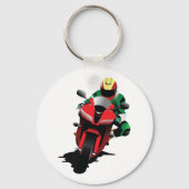 赤いスポーツバイクに乗るバイク キーホルダー (正面)