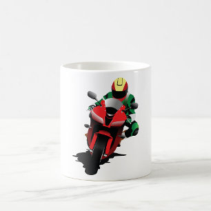 赤いスポーツバイクに乗るバイク コーヒーマグカップ