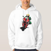 赤いスポーツバイクに乗るバイク パーカ (正面)