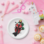 赤いスポーツバイクに乗るバイク ペーパープレート (パーティー)