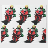 赤いスポーツバイクに乗るバイク ラッピングペーパー (フラット)