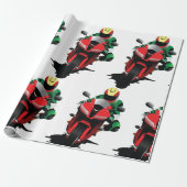 赤いスポーツバイクに乗るバイク ラッピングペーパー (アンロールド)