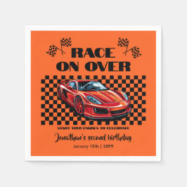赤いスポーツモダンカーでレース スタンダードカクテルナプキン