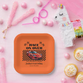 赤いスポーツモダンカーでレース ペーパープレート (パーティー)