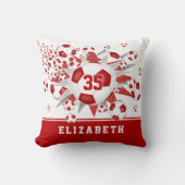 赤いスポーツルームガールズサッカーボール クッション (正面)