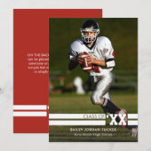 赤いスポーティー写真の卒業発表 案内状 (正面/裏面)