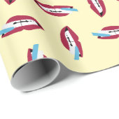 赤いスマイル（青い歯ブラシ付き黄色） ラッピングペーパー (ロールコーナー)