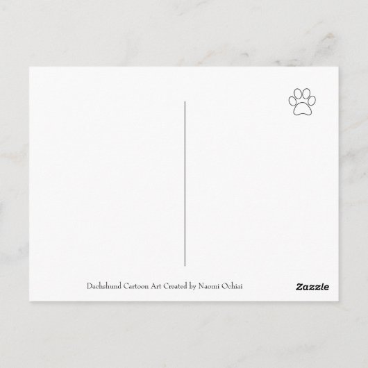 赤いスムースヘアーのダックスフンド 小さな花 ありがとう ポストカード (裏面)