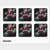 赤いスーツを着たサンタ蹴がスタイルのサッカーボール スクエアシール (シート)