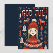 赤いセーターの明るい女の子 シーズンカード (正面/裏面)