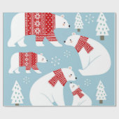 赤いセーターを着たクリスマスポーラベア ラッピングペーパー (フラット)