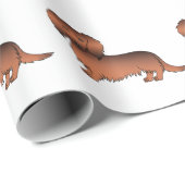 赤いセーブル長髪ダッシュント漫画の犬のパターン ラッピングペーパー (ロールコーナー)