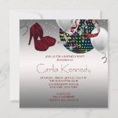 赤いゼブラ柄のハイヒール靴 ディスコ バースデーパーティー 招待状 (裏面)