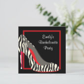 赤いゼブラ ハイヒール シューズ バチェロレッテ パーティー 招待状 (スタンド正面)