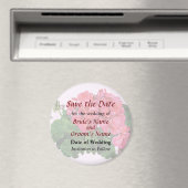 赤いゼラニウムと花芽のSave the Date マグネット (インサイチュ (食洗機))