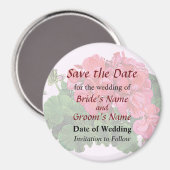 赤いゼラニウムと花芽のSave the Date マグネット (正面/裏面)