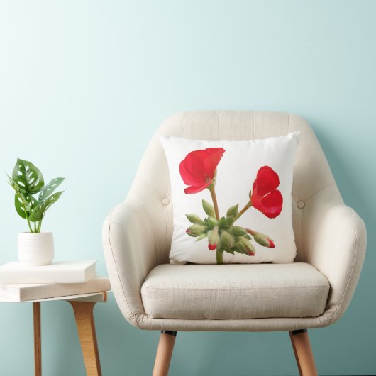 赤いゼラニウムの枕 クッション (椅子)