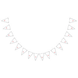 赤いゼラニウムの花びらがクリップアートスタイルで描かれている バンティングフラッグ