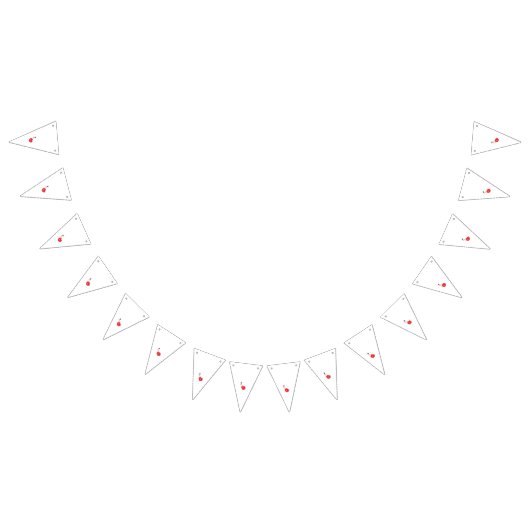 赤いゼラニウムの花弁がクリップアートスタイルで描かれている バンティングフラッグ (全)