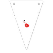 赤いゼラニウムの花弁がクリップアートスタイルで描かれている バンティングフラッグ (第2の旗)