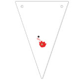 赤いゼラニウムの花弁がクリップアートスタイルで描かれている バンティングフラッグ (第1の旗)