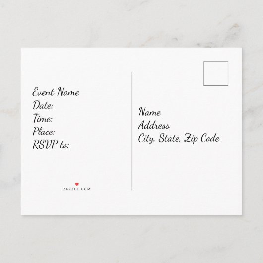 赤いゼラニウムの鉢植え インビテーションポストカード (裏面)