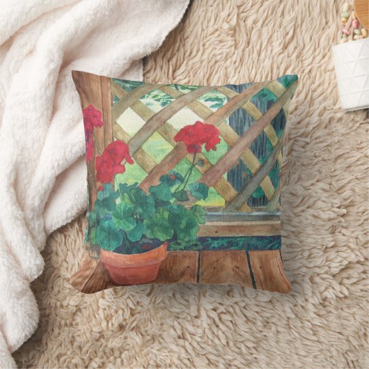 赤いゼラニウム クッション (ブランケット)