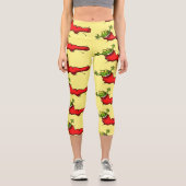 赤いソックジャンプ漫画の可愛いカエル カプリレギンス (正面)